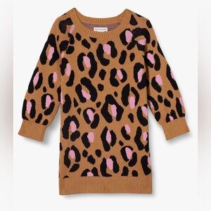 Amazon Essentials - Girls Leopard Print Raglan Sweater Dress